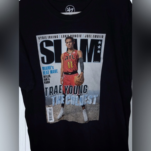 '47 BRAND x SLAM MAGAZINE Mens Black Trae Young Atlanta Hawks Graphic Tee - Picture 5 of 10